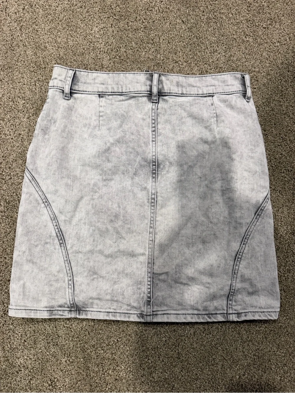 Express Light Gray Denim Mini Skirt with Front Zip